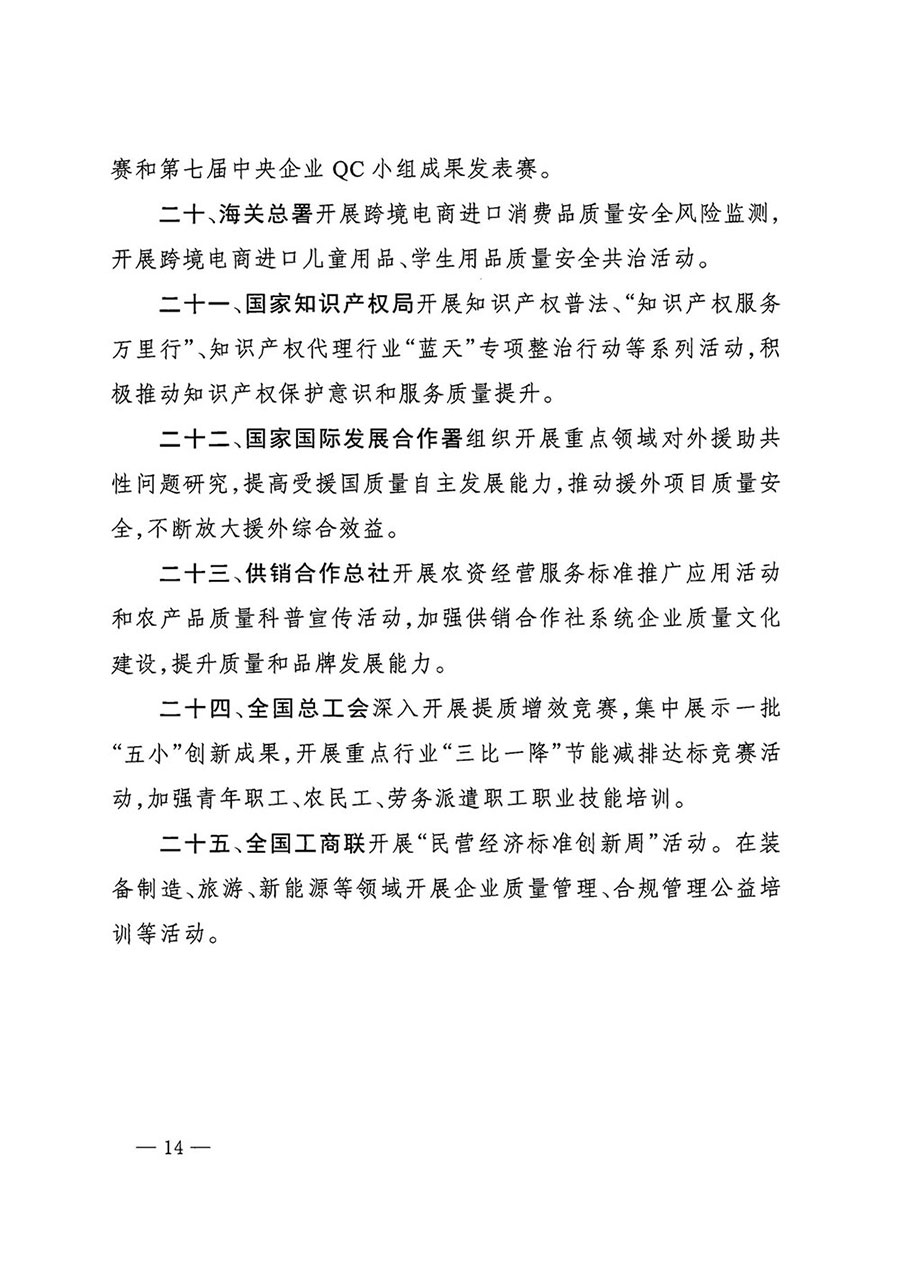 市場監(jiān)管總局等27個(gè)部門發(fā)布《關(guān)于開展2024年全國“質(zhì)量月”活動(dòng)的通知》國市監(jiān)質(zhì)發(fā)〔2024〕74號(hào)